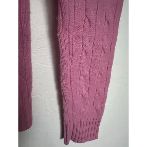 Polo Ralph Lauren Cashmere Sweater Small Medium Cable Pink Long Sleeve Crewneck - Picture 7 of 7